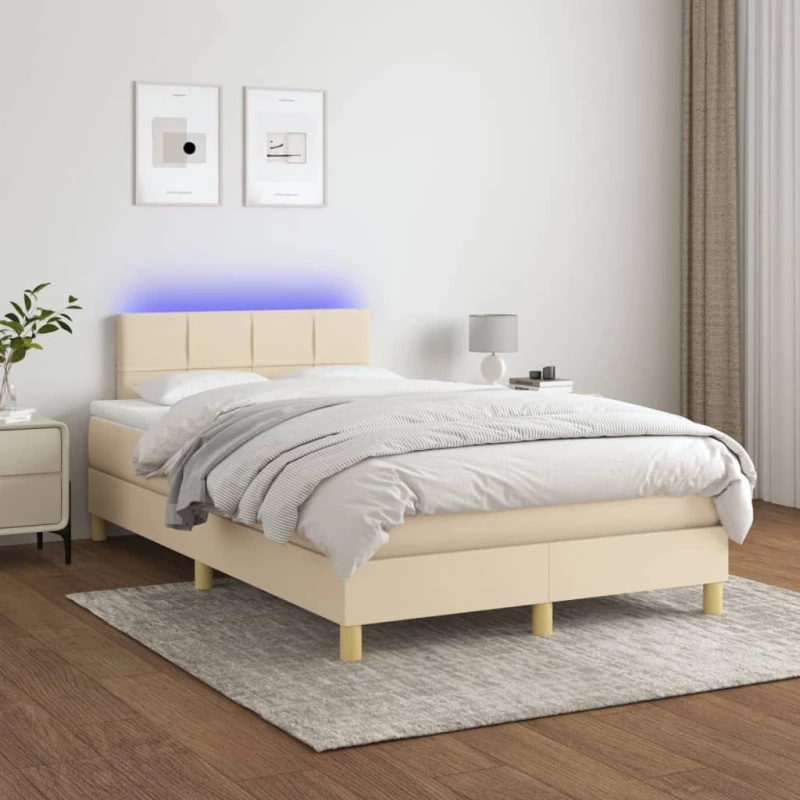 ΚΡΕΒΑΤΙ BOXSPRING ΜΕ ΣΤΡΩΜΑ & LED ΚΡΕΜ 120X200 ΕΚ. ΥΦΑΣΜΑΤΙΝΟ 3133706