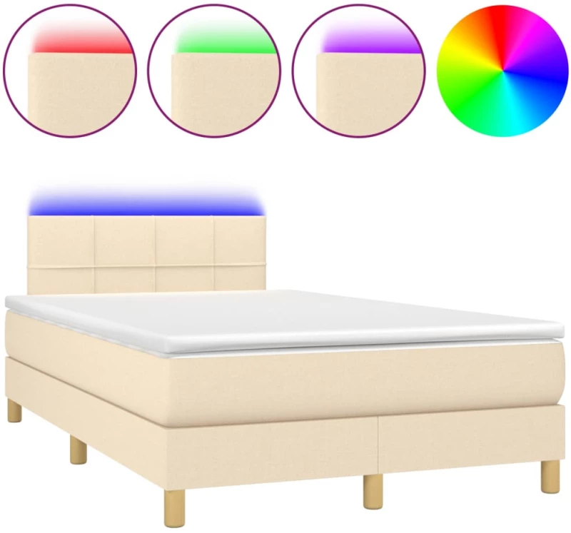 ΚΡΕΒΑΤΙ BOXSPRING ΜΕ ΣΤΡΩΜΑ & LED ΚΡΕΜ 120X200 ΕΚ. ΥΦΑΣΜΑΤΙΝΟ 3133706