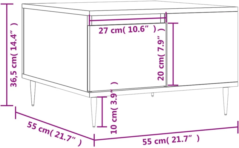 ΤΡΑΠΕΖΑΚΙ ΣΑΛΟΝΙΟΥ ΛΕΥΚΟ 55X55X36,5 ΕΚ. ΑΠΟ ΕΠΕΞΕΡΓΑΣΜΕΝΟ ΞΥΛΟ 830748
