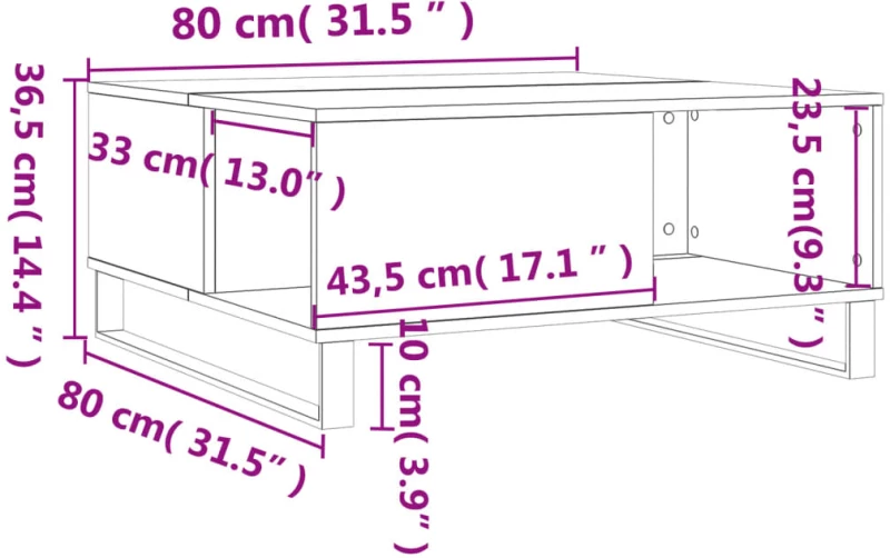 ΤΡΑΠΕΖΑΚΙ ΣΑΛΟΝΙΟΥ ΛΕΥΚΟ 80 X 80 X 36,5 ΕΚ. ΕΠΕΞΕΡΓΑΣΜΕΝΟ ΞΥΛΟ 830788