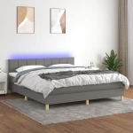 ΚΡΕΒΑΤΙ BOXSPRING ΜΕ ΣΤΡΩΜΑ & LED ΣΚ.ΓΚΡΙ 180X200 ΕΚ ΥΦΑΣΜΑΤΙΝΟ 3133734