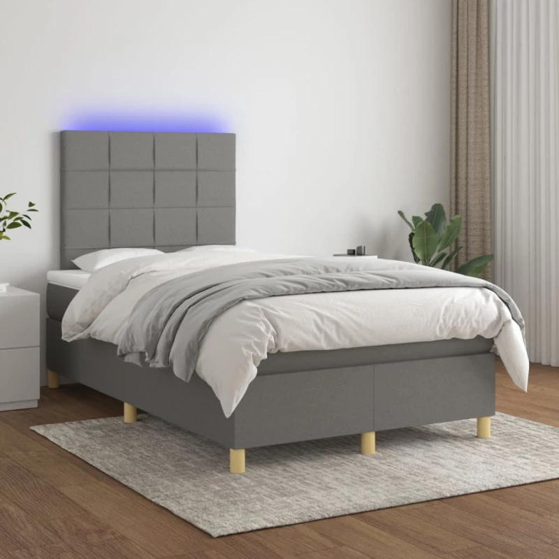ΚΡΕΒΑΤΙ BOXSPRING ΜΕ ΣΤΡΩΜΑ & LED ΣΚ.ΓΚΡΙ 120X200 ΕΚ ΥΦΑΣΜΑΤΙΝΟ 3135422