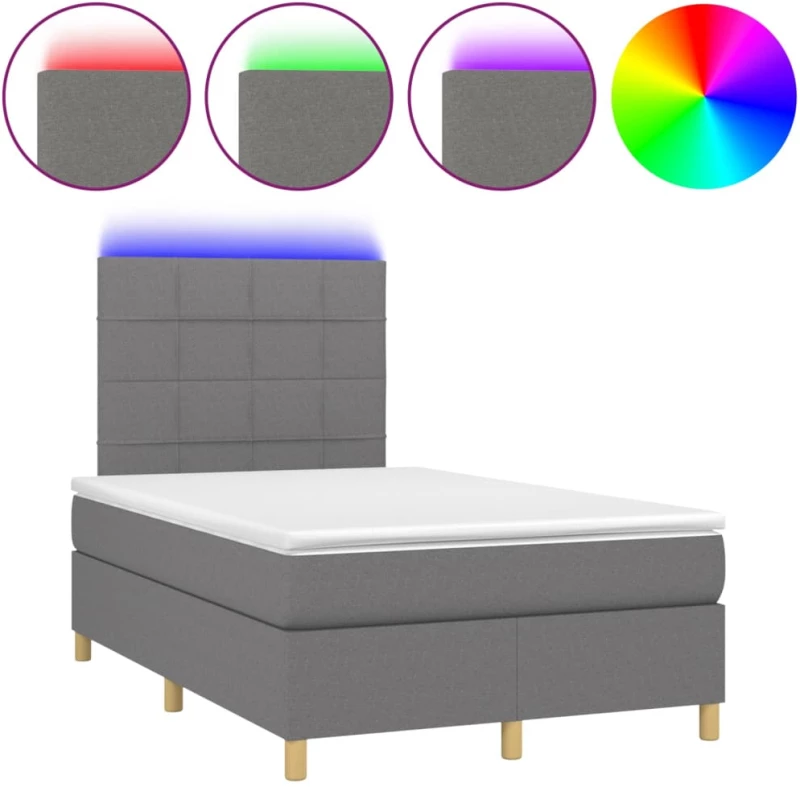 ΚΡΕΒΑΤΙ BOXSPRING ΜΕ ΣΤΡΩΜΑ & LED ΣΚ.ΓΚΡΙ 120X200 ΕΚ ΥΦΑΣΜΑΤΙΝΟ 3135422