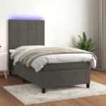 ΚΡΕΒΑΤΙ BOXSPRING ΜΕ ΣΤΡΩΜΑ & LED ΣΚ. ΓΚΡΙ 90X190 ΕΚ. ΒΕΛΟΥΔΙΝΟ 3136096