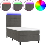 ΚΡΕΒΑΤΙ BOXSPRING ΜΕ ΣΤΡΩΜΑ & LED ΣΚ. ΓΚΡΙ 90X190 ΕΚ. ΒΕΛΟΥΔΙΝΟ 3136096
