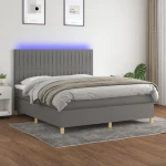 ΚΡΕΒΑΤΙ BOXSPRING ΜΕ ΣΤΡΩΜΑ & LED ΣΚ.ΓΚΡΙ 180X200 ΕΚ ΥΦΑΣΜΑΤΙΝΟ 3135614