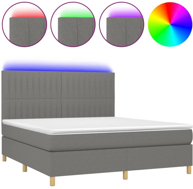 ΚΡΕΒΑΤΙ BOXSPRING ΜΕ ΣΤΡΩΜΑ & LED ΣΚ.ΓΚΡΙ 180X200 ΕΚ ΥΦΑΣΜΑΤΙΝΟ 3135614