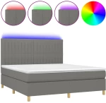 ΚΡΕΒΑΤΙ BOXSPRING ΜΕ ΣΤΡΩΜΑ & LED ΣΚ.ΓΚΡΙ 180X200 ΕΚ ΥΦΑΣΜΑΤΙΝΟ 3135614
