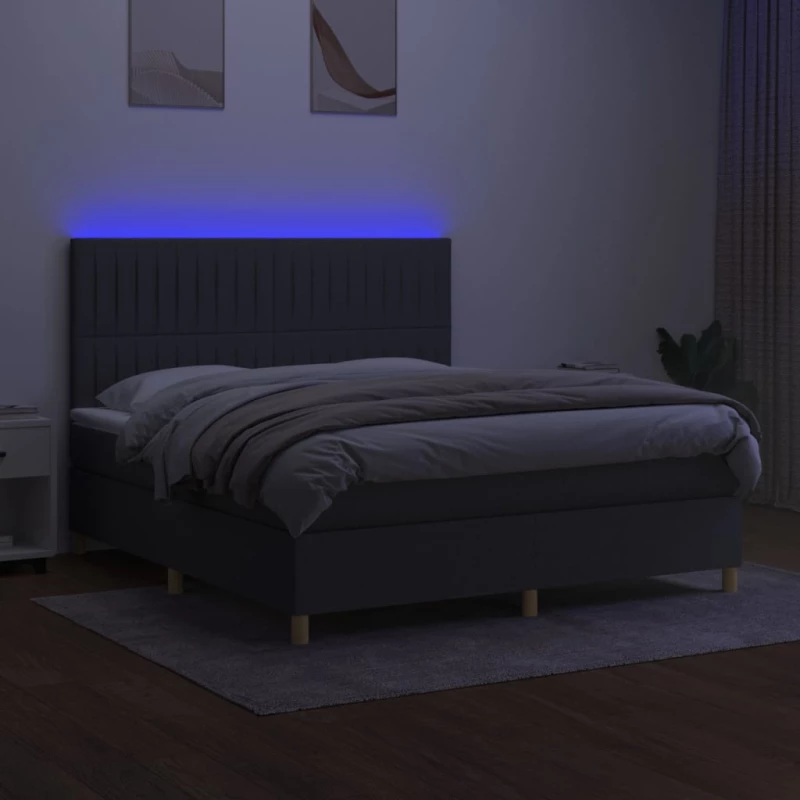 ΚΡΕΒΑΤΙ BOXSPRING ΜΕ ΣΤΡΩΜΑ & LED ΣΚ.ΓΚΡΙ 180X200 ΕΚ ΥΦΑΣΜΑΤΙΝΟ 3135614