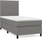 ΚΡΕΒΑΤΙ BOXSPRING ΜΕ ΣΤΡΩΜΑ ΣΚΟΥΡΟ ΓΚΡΙ 90X200 ΕΚ. ΥΦΑΣΜΑΤΙΝΟ 3141906