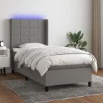ΚΡΕΒΑΤΙ BOXSPRING ΜΕ ΣΤΡΩΜΑ & LED ΣΚ.ΓΚΡΙ 100X200 ΕΚ ΥΦΑΣΜΑΤΙΝΟ 3138294