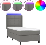 ΚΡΕΒΑΤΙ BOXSPRING ΜΕ ΣΤΡΩΜΑ & LED ΣΚ.ΓΚΡΙ 100X200 ΕΚ ΥΦΑΣΜΑΤΙΝΟ 3138294