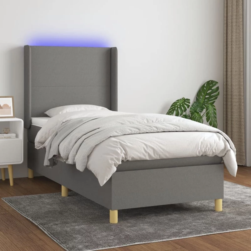 ΚΡΕΒΑΤΙ BOXSPRING ΜΕ ΣΤΡΩΜΑ & LED ΣΚ.ΓΚΡΙ 90X200 ΕΚ. ΥΦΑΣΜΑΤΙΝΟ 3138686