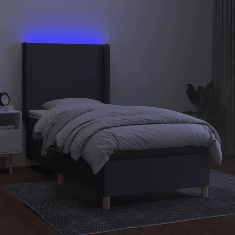 ΚΡΕΒΑΤΙ BOXSPRING ΜΕ ΣΤΡΩΜΑ & LED ΣΚ.ΓΚΡΙ 90X200 ΕΚ. ΥΦΑΣΜΑΤΙΝΟ 3138686