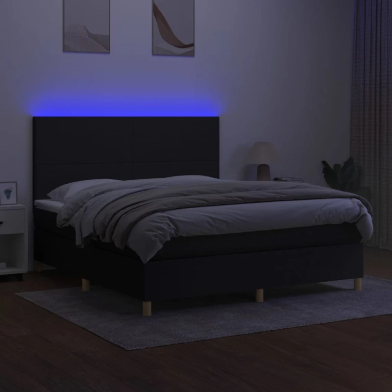 ΚΡΕΒΑΤΙ BOXSPRING ΜΕ ΣΤΡΩΜΑ & LED ΜΑΥΡΟ 180X200 ΕΚ. ΥΦΑΣΜΑΤΙΝΟ 3135295