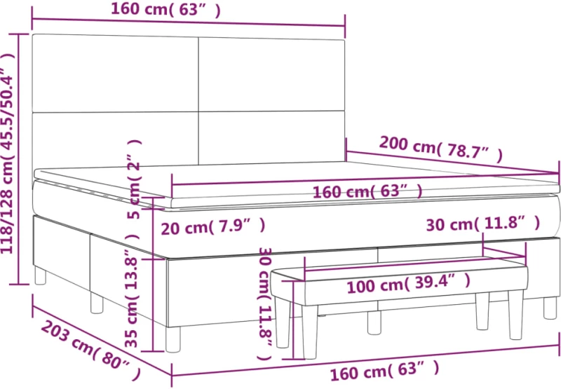 ΚΡΕΒΑΤΙ BOXSPRING ΜΕ ΣΤΡΩΜΑ ΜΑΥΡΟ 160X200 ΕΚ. ΥΦΑΣΜΑΤΙΝΟ 3137007
