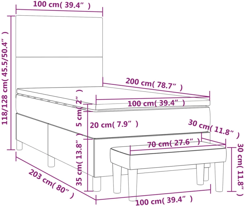 ΚΡΕΒΑΤΙ BOXSPRING ΜΕ ΣΤΡΩΜΑ ΑΝΟΙΧΤΟ ΓΚΡΙ 100X200 ΕΚ. ΒΕΛΟΥΔΙΝΟ 3137707