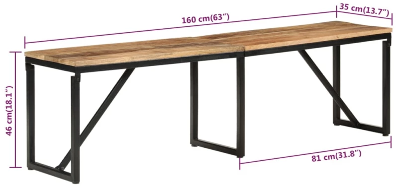 ΠΑΓΚΟΣ 160 X 35 X 46 ΕΚ. ΑΠΟ ΜΑΣΙΦ ΞΥΛΟ ΜΑΝΓΚΟ 351683