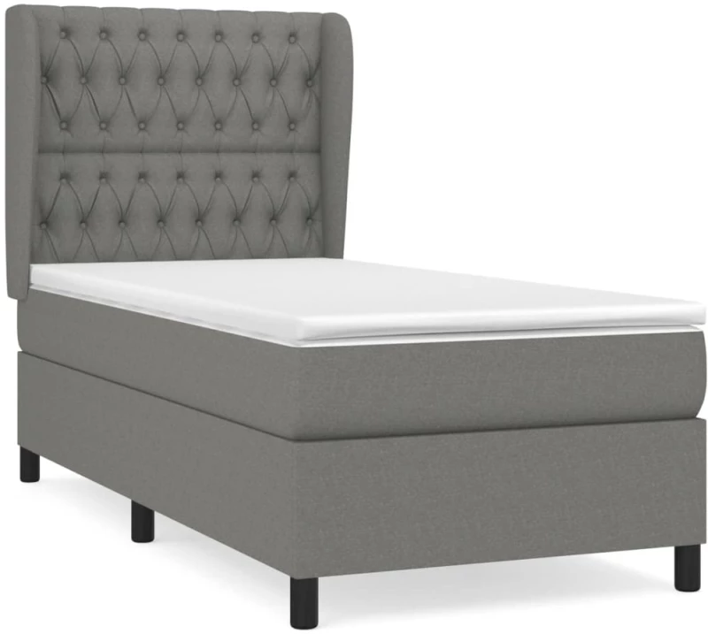 ΚΡΕΒΑΤΙ BOXSPRING ΜΕ ΣΤΡΩΜΑ ΣΚΟΥΡΟ ΓΚΡΙ 100X200 ΕΚ. ΥΦΑΣΜΑΤΙΝΟ 3128182