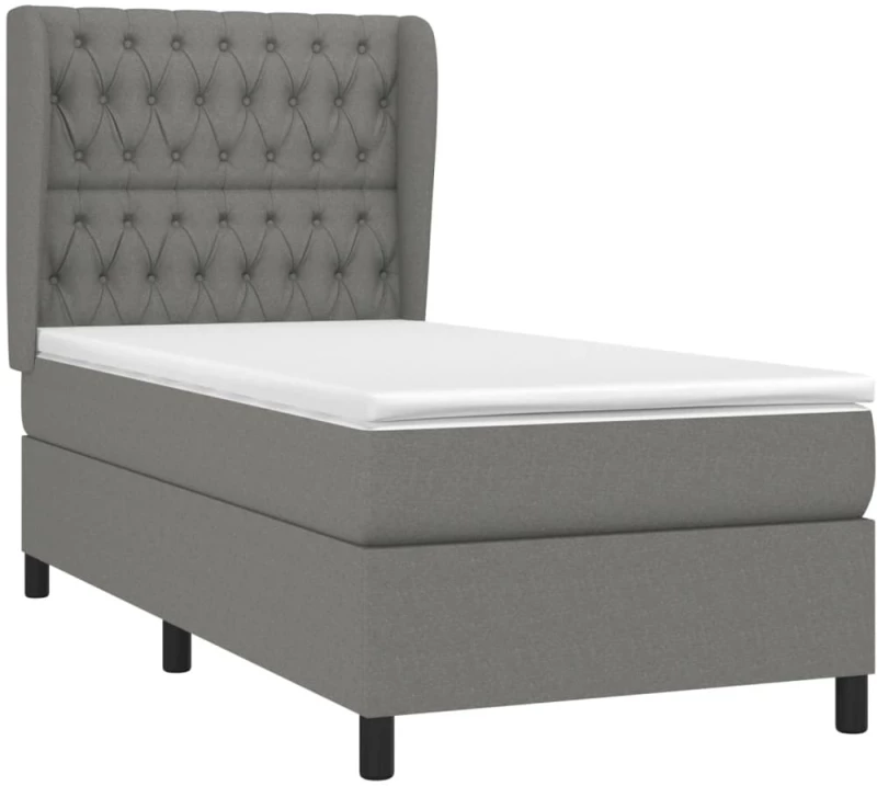 ΚΡΕΒΑΤΙ BOXSPRING ΜΕ ΣΤΡΩΜΑ ΣΚΟΥΡΟ ΓΚΡΙ 100X200 ΕΚ. ΥΦΑΣΜΑΤΙΝΟ 3128182