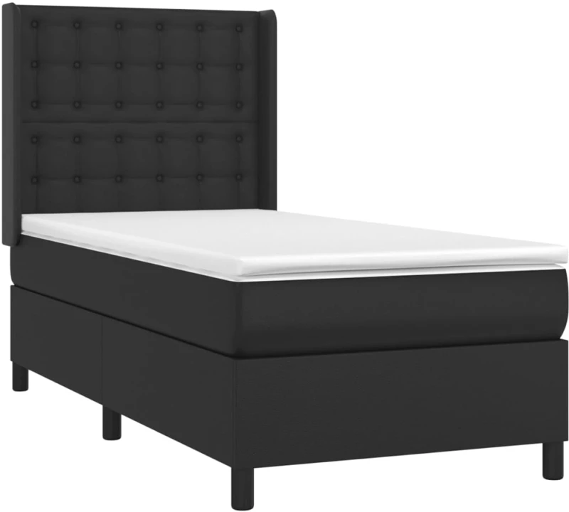 ΚΡΕΒΑΤΙ BOXSPRING ΜΕ ΣΤΡΩΜΑ & LED ΜΑΥΡΟ 90X190 ΕΚ. ΣΥΝΘ. ΔΕΡΜΑ 3139355