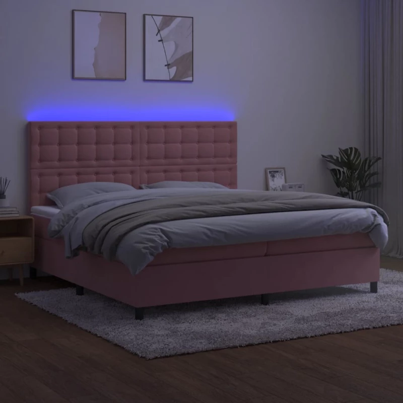 ΚΡΕΒΑΤΙ BOXSPRING ΜΕ ΣΤΡΩΜΑ & LED ΡΟΖ 200X200 ΕΚ. ΒΕΛΟΥΔΙΝΟ 3136388