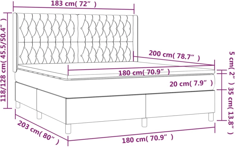 ΚΡΕΒΑΤΙ BOXSPRING ΜΕ ΣΤΡΩΜΑ & LED ΣΚ. ΓΚΡΙ 180X200ΕΚ. ΒΕΛΟΥΔΙΝΟ 3139758