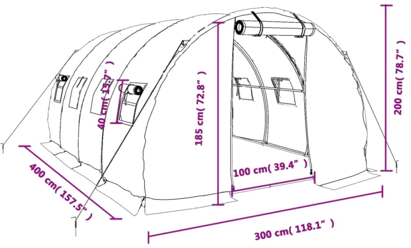 ΘΕΡΜΟΚΗΠΙΟ ΛΕΥΚΟ 12 Μ² 4 X 3 X 2 Μ. ΜΕ ΑΤΣΑΛΙΝΟ ΠΛΑΙΣΙΟ 3188050