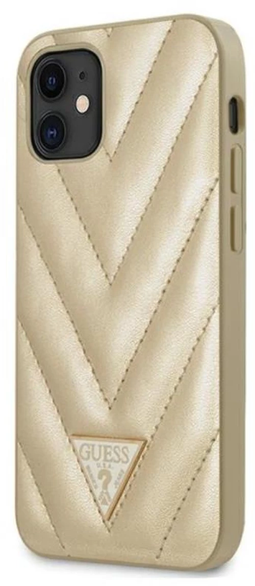 Guess V Quilted - Cover iPhone 12 mini (gold)