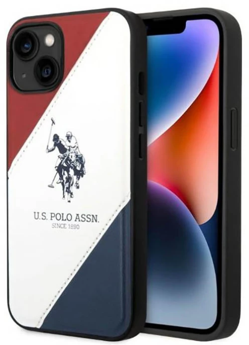 US Polo Assn Tricolor Embossed - Case for iPhone 14 Plus (White)