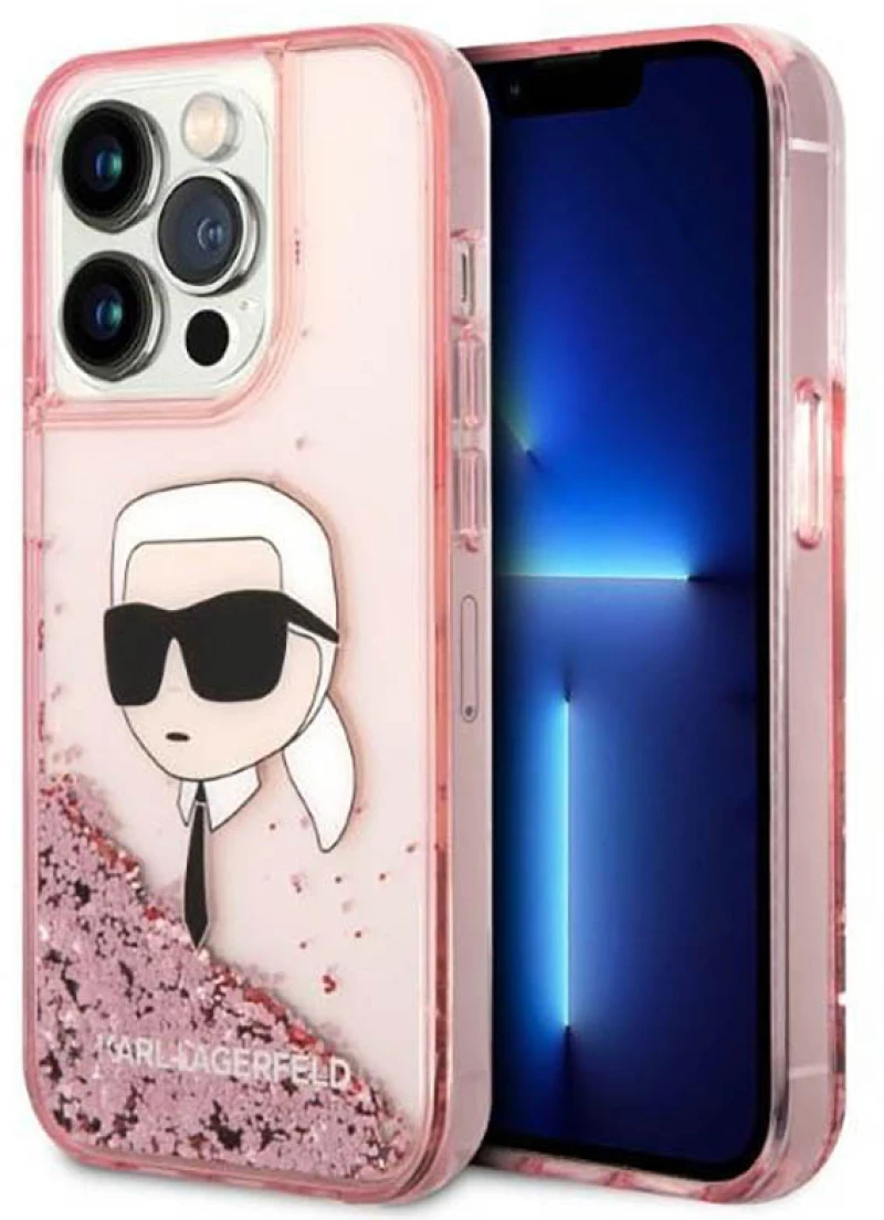Karl Lagerfeld Liquid Glitter NFT Karl's Head - Case for iPhone 14 Pro Max (Pink)