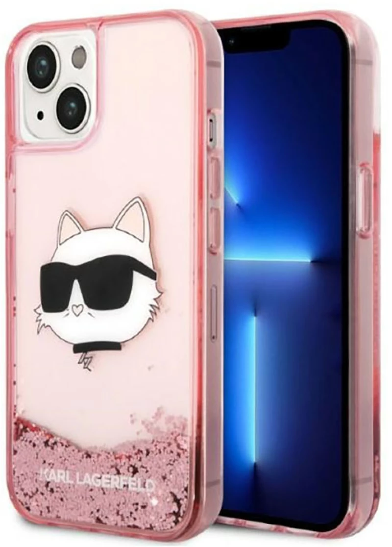 Karl Lagerfeld Liquid Glitter NFT Choupette Head - Case for iPhone 14 Plus (Pink)