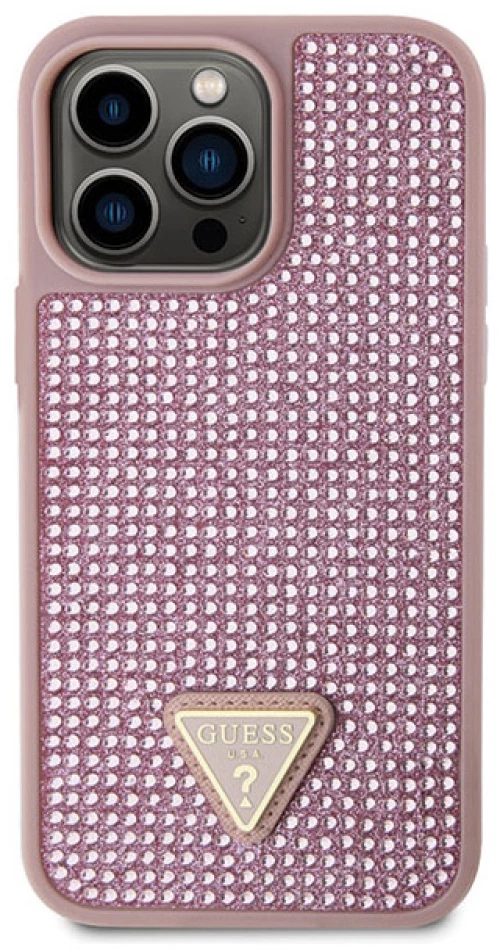 Guess Rhinestone Triangle - Case for iPhone 14 Pro Max (Pink)