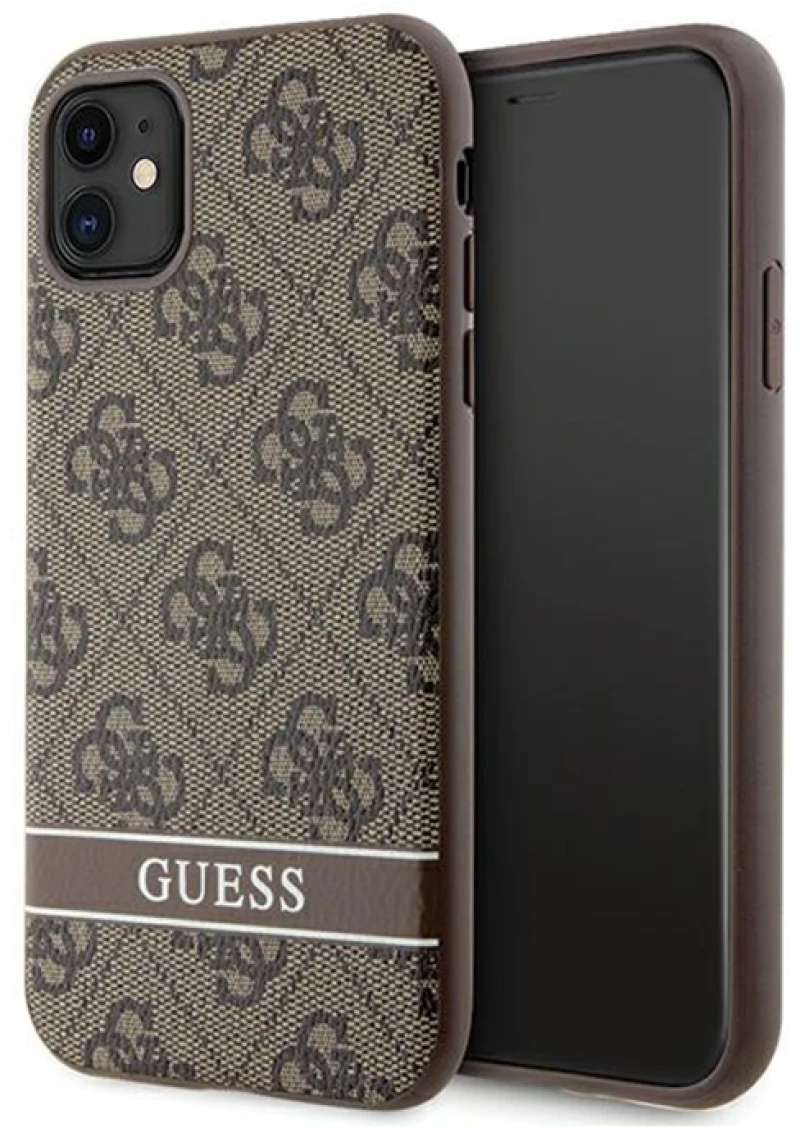 Guess 4G Printed Stripe - Case for iPhone 11 / iPhone XR (Brown)