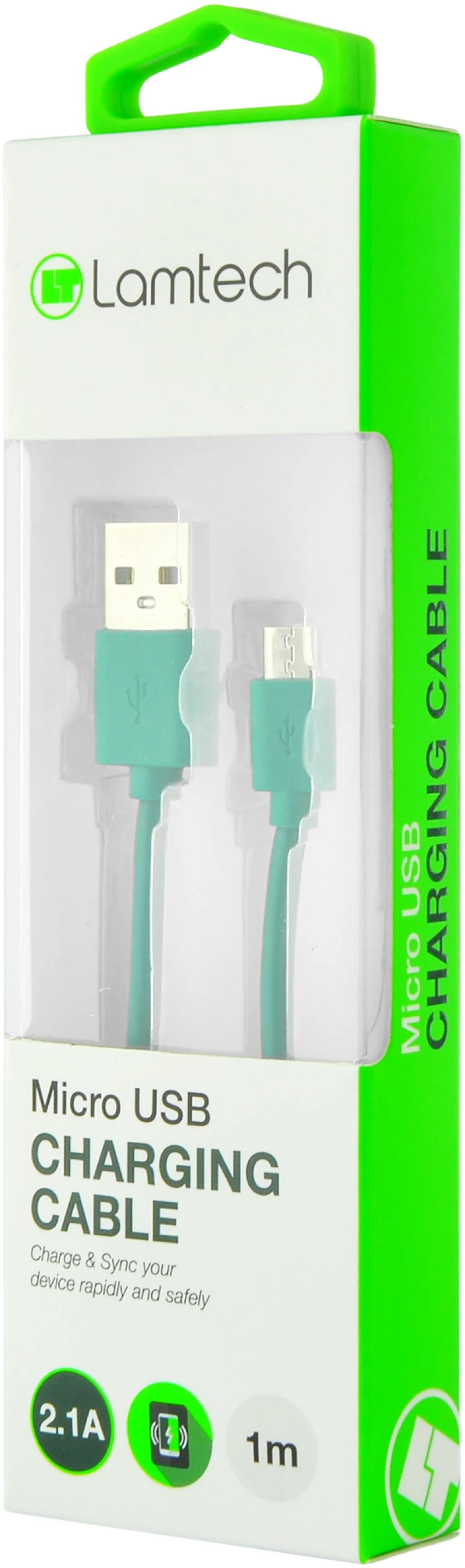 LAMTECH DATACABLE MICRO USB 1m GREEN