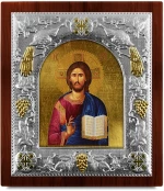Ασημένια εικόνα ΧΡΙΣΤΟΣ ΑΝΟΙΧΤΟ ΒΙΒΛΙΟ -ΑΓΙΟΓΡΑΦΙΑ  15x13cm