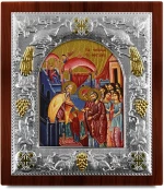 Ασημένια εικόνα ΤΑ ΕΙΣΟΔΙΑ ΤΗΣ ΘΕΟΤΟΚΟΥ-ΑΓΙΟΓΡΑΦΙΑ  27x24cm