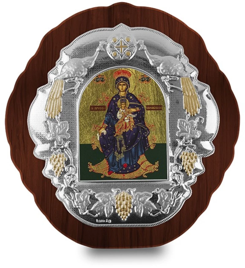 Ασημένια εικόνα ΠΑΝΑΓΙΑ ΧΡΥΣΟΣΠΥΛΙΩΤΙΣΣΑ ΑΓΙΟΓΡΑΦΙΑ 22x21cm