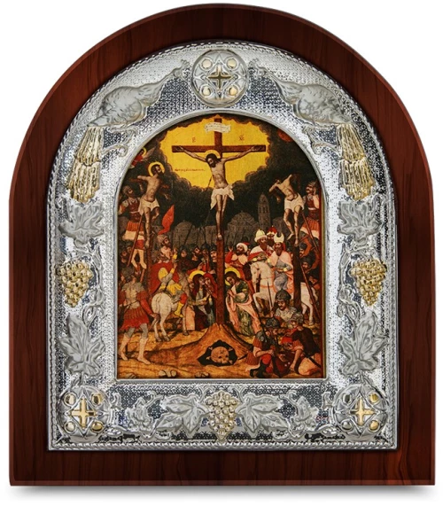 Ασημένια εικόνα ΣΤΑΥΡΩΣΗ ΑΓΙΟΓΡΑΦΙΑ  19.5x17.5cm