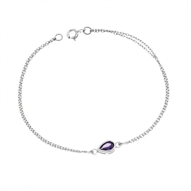 Βραχιόλι Senza Silver 925, δάκρυ με μωβ ζιργκόν SSR2795-9SR