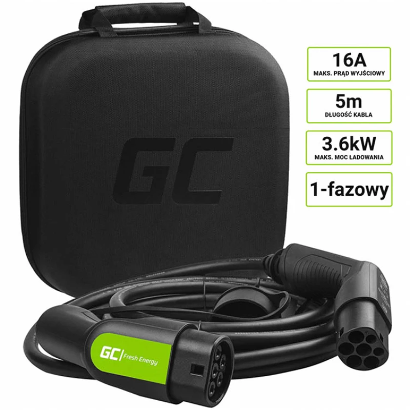 Cable Green Cell GC Type 2 3.6kW 5m / 16.4 ft for charging EV / PHEV