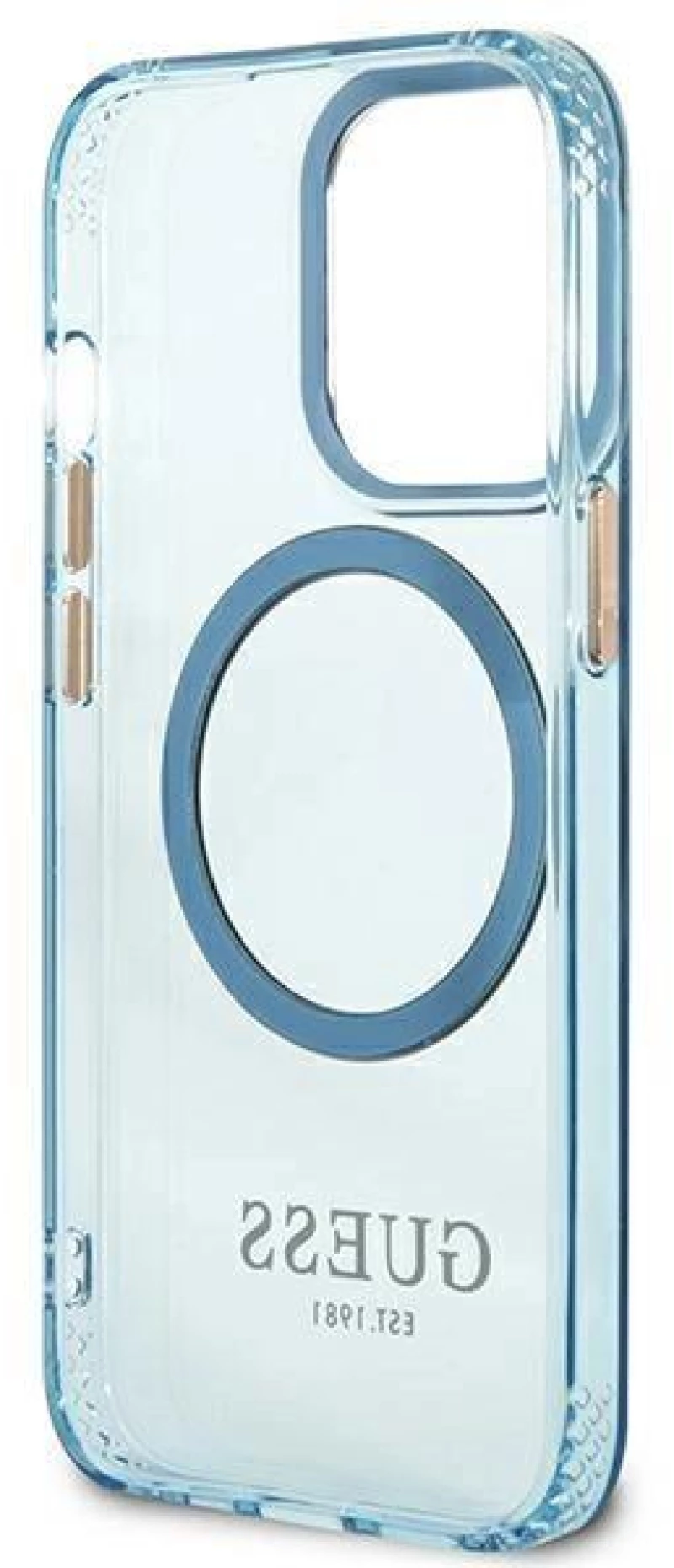 Guess Gold Outline Translucent MagSafe - Case for iPhone 13 Pro Max (Blue)