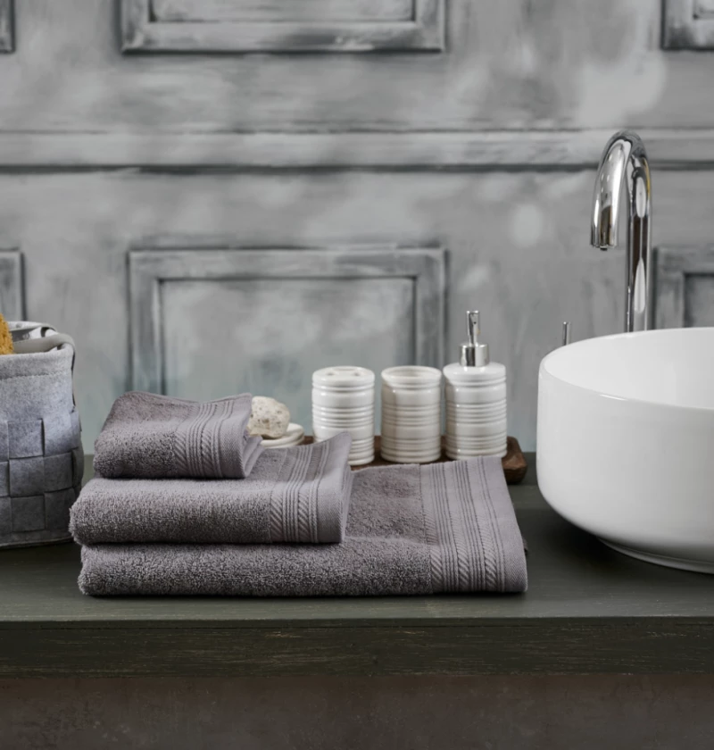 Πετσέτα Μονόχρωμη New Cotton Series - Grey, Προσώπου 50x90
