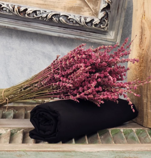 Σεντόνια Μονόχρωμα Λάστιχο Angel - Black, Ημίδιπλo λάστιχο (120x200+25)