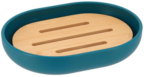 Σαπουνοθήκη πλαστικό με bamboo μπλε