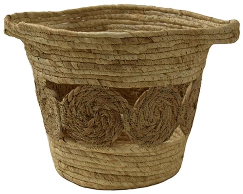 Καλάθι ψάθινο με σχέδιο 27x25