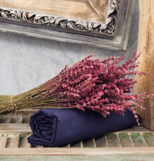 Σεντόνια Μονόχρωμα Λάστιχο Angel - Navy Blue, Διπλό λάστιχο (150x200+25)