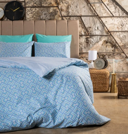 Σεντόνια Σετ "Luna" Echo Blue - Διπλό λάστιχο (1x205x265, 1x160x200+30 +2 μαξ. 50×70)