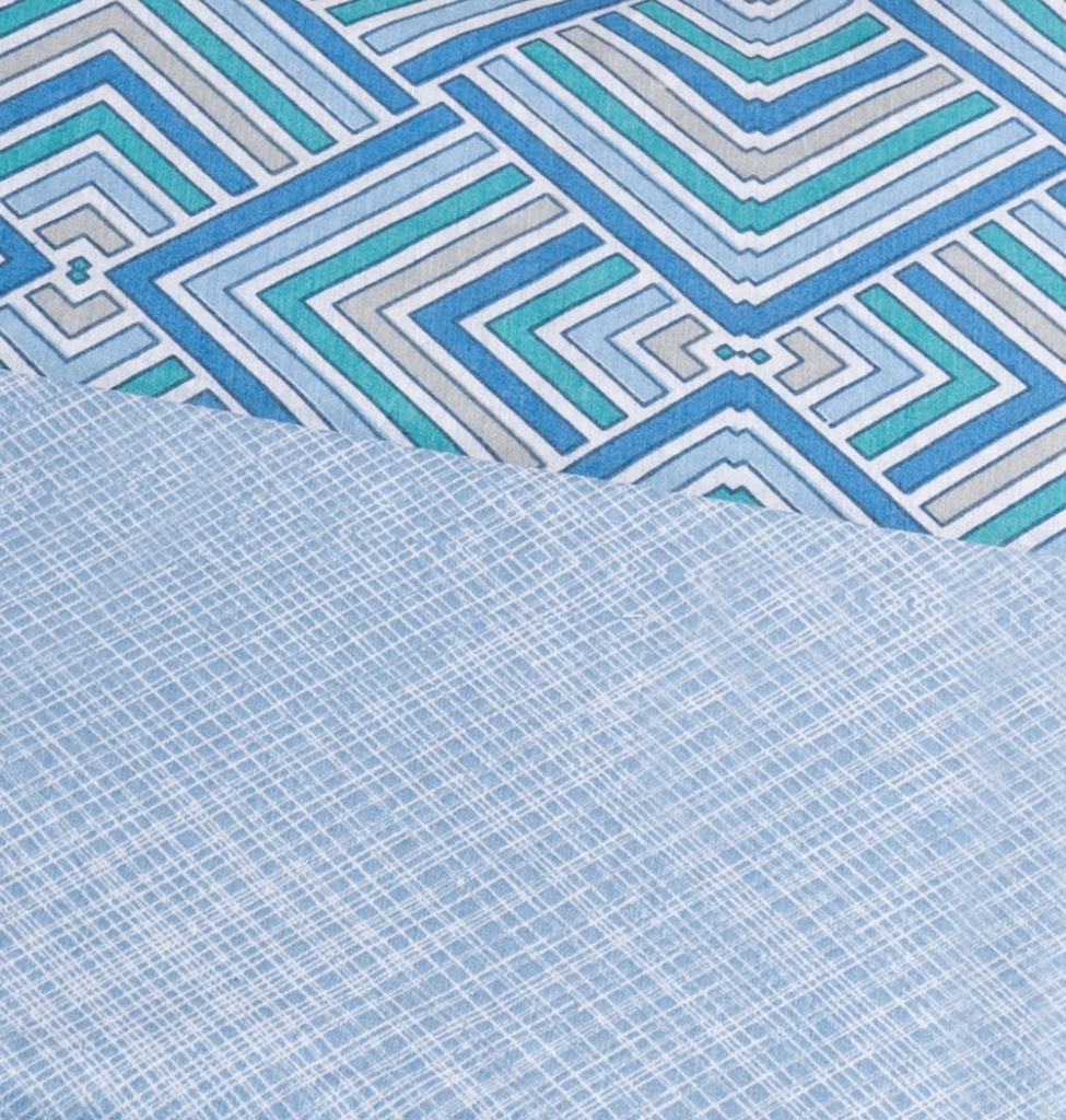 Σεντόνια Σετ "Luna" Echo Blue - Διπλό λάστιχο (1x205x265, 1x160x200+30 +2 μαξ. 50×70)