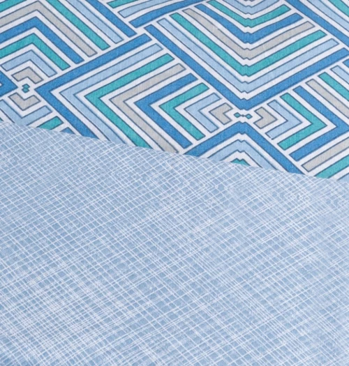 Σεντόνια Σετ "Luna" Echo Blue - Διπλό λάστιχο (1x205x265, 1x160x200+30 +2 μαξ. 50×70)